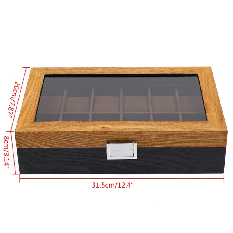 12-Slot Vintage Wooden Watch Display Case with Velvet Lining for Luxury Timepiece Collection - Image 6