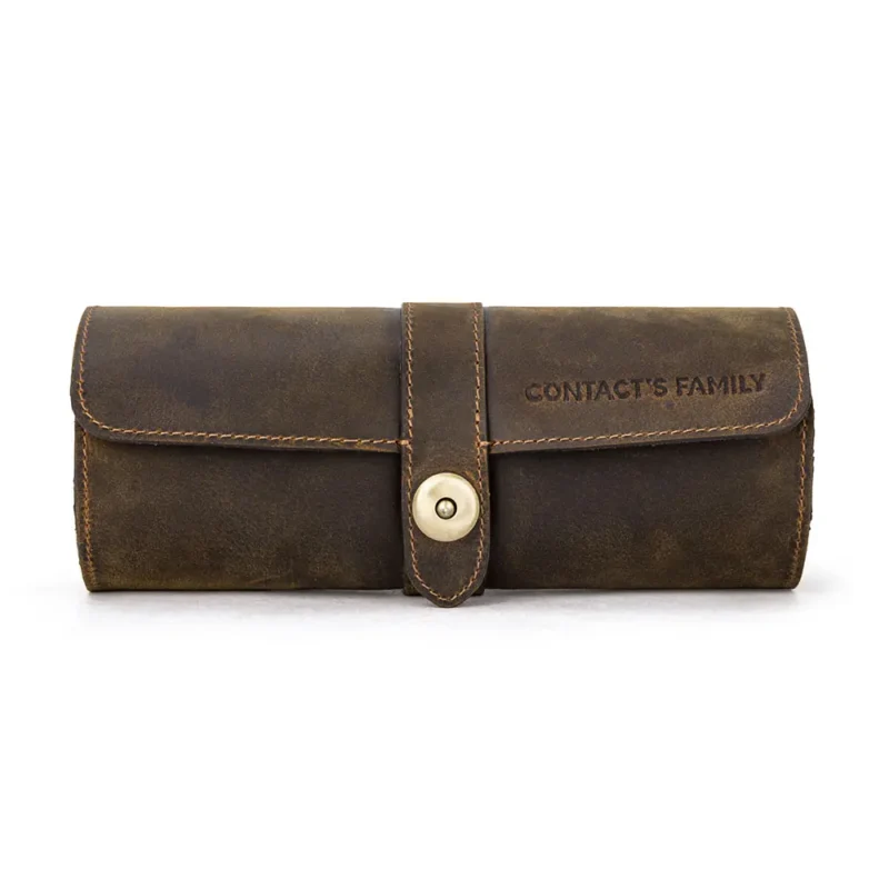 Premium Leather 3-Slot Watch Roll Travel Case with Secure Buckle Closure - Image 8