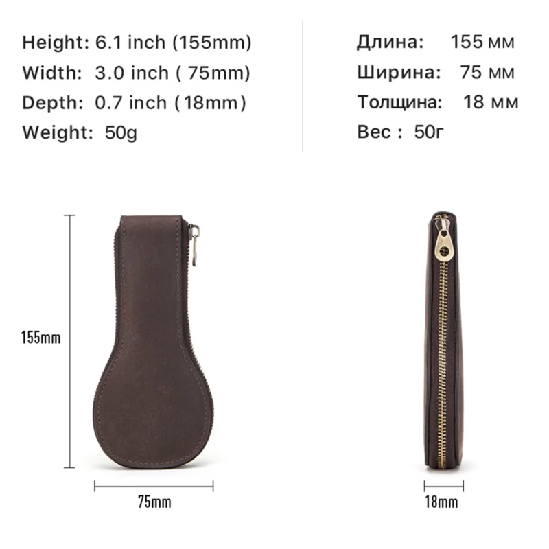 Vintage Leather 2-Watch Travel Roll Case with Zipper Closure and Velvet Interior - Image 3