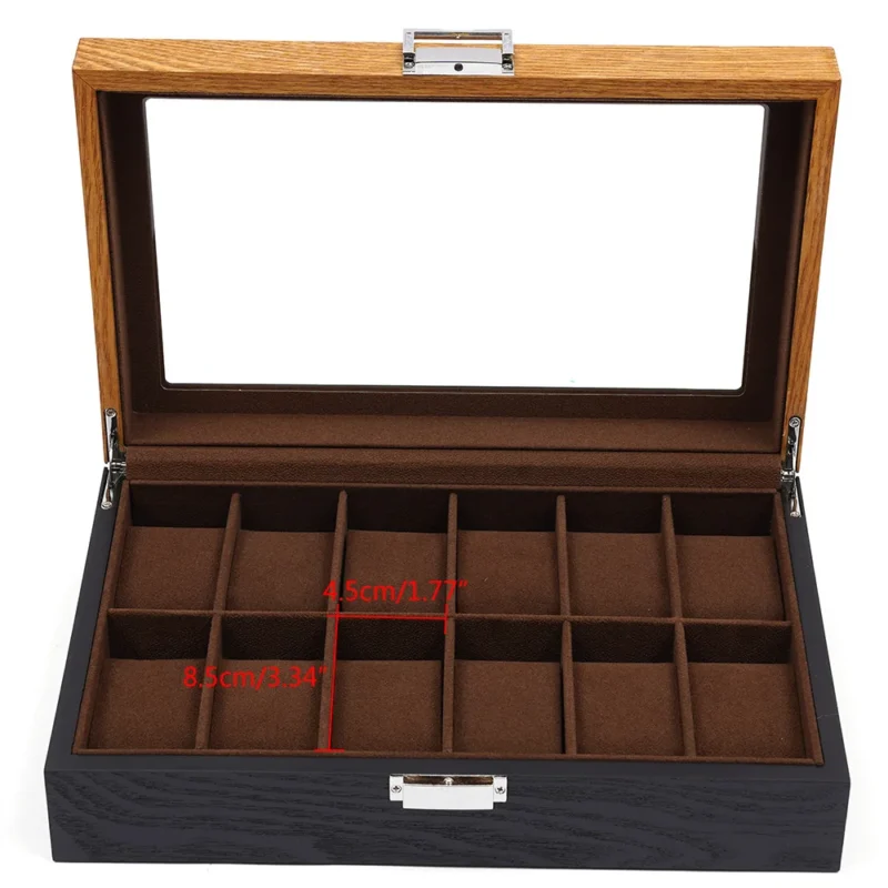 12-Slot Vintage Wooden Watch Display Case with Velvet Lining for Luxury Timepiece Collection - Image 3