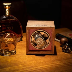 Single Slot Wooden Automatic Watch Winder Box with Luxury Display for Timepiece Collectors
