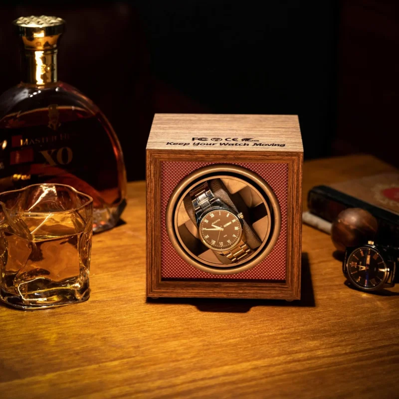 Single Slot Wooden Automatic Watch Winder Box with Luxury Display for Timepiece Collectors
