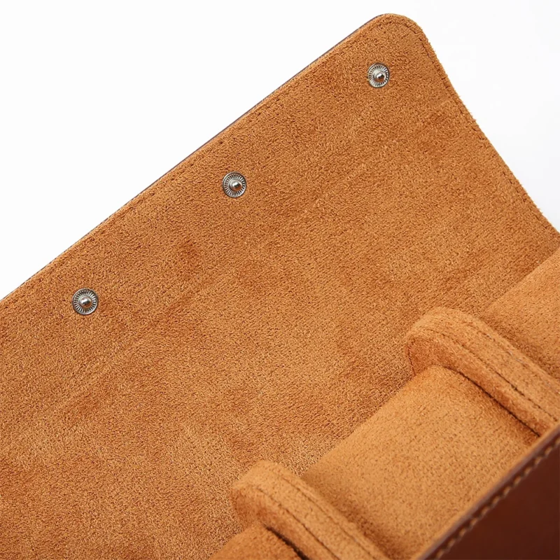 Luxury Leather 3-Slot Watch Travel Roll with Protective Interior for Collector's Timepieces - Image 6