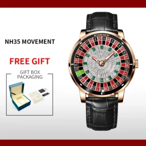 PINDU Luxury Automatic Mechanical Watch with Leather Strap and Gift Box