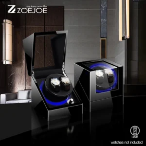 Dual-Slot Automatic Watch Winder Box with Silent Motor for Luxury Timepieces