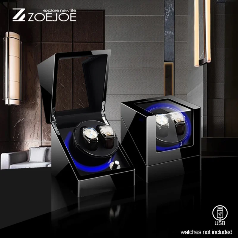 Dual-Slot Automatic Watch Winder Box with Silent Motor for Luxury Timepieces