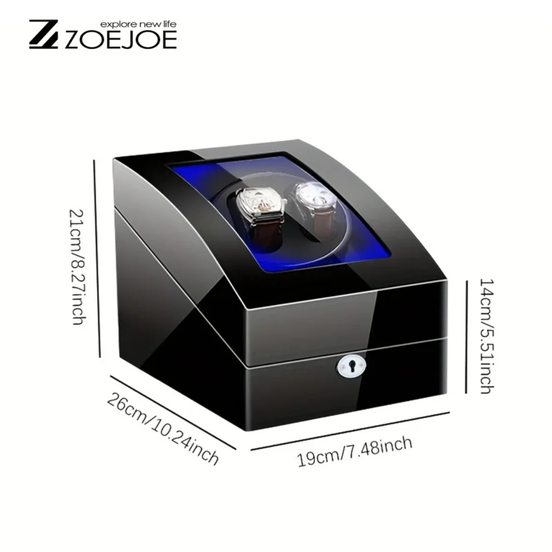 4-Slot Premium Watch Winder Box with LED Lighting and Secure Lock for Automatic Timepieces - Image 2