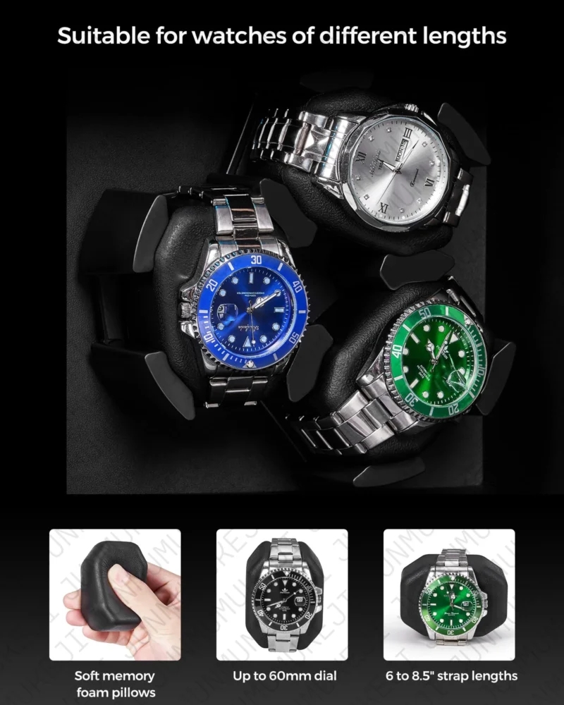 6-Slot Wooden Automatic Watch Winder Storage Box with USB Power for Luxury Timepieces - Image 6