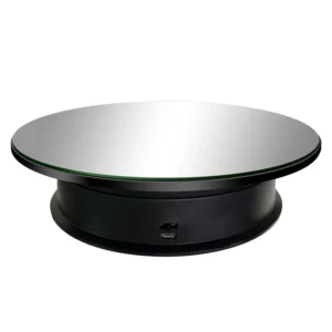 360-Degree Rotating Display Turntable with LED Mirror for Watches and Jewelry with Dual-Speed Control