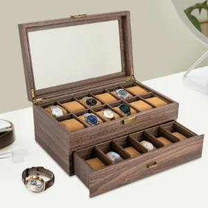 Two-Layer 24-Slot Watch Display Case with Visualization Window for Collectors