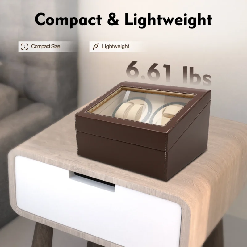 4+6 Slot Automatic Watch Winder Luxury Leather Storage Case with Display Organizer - Image 3