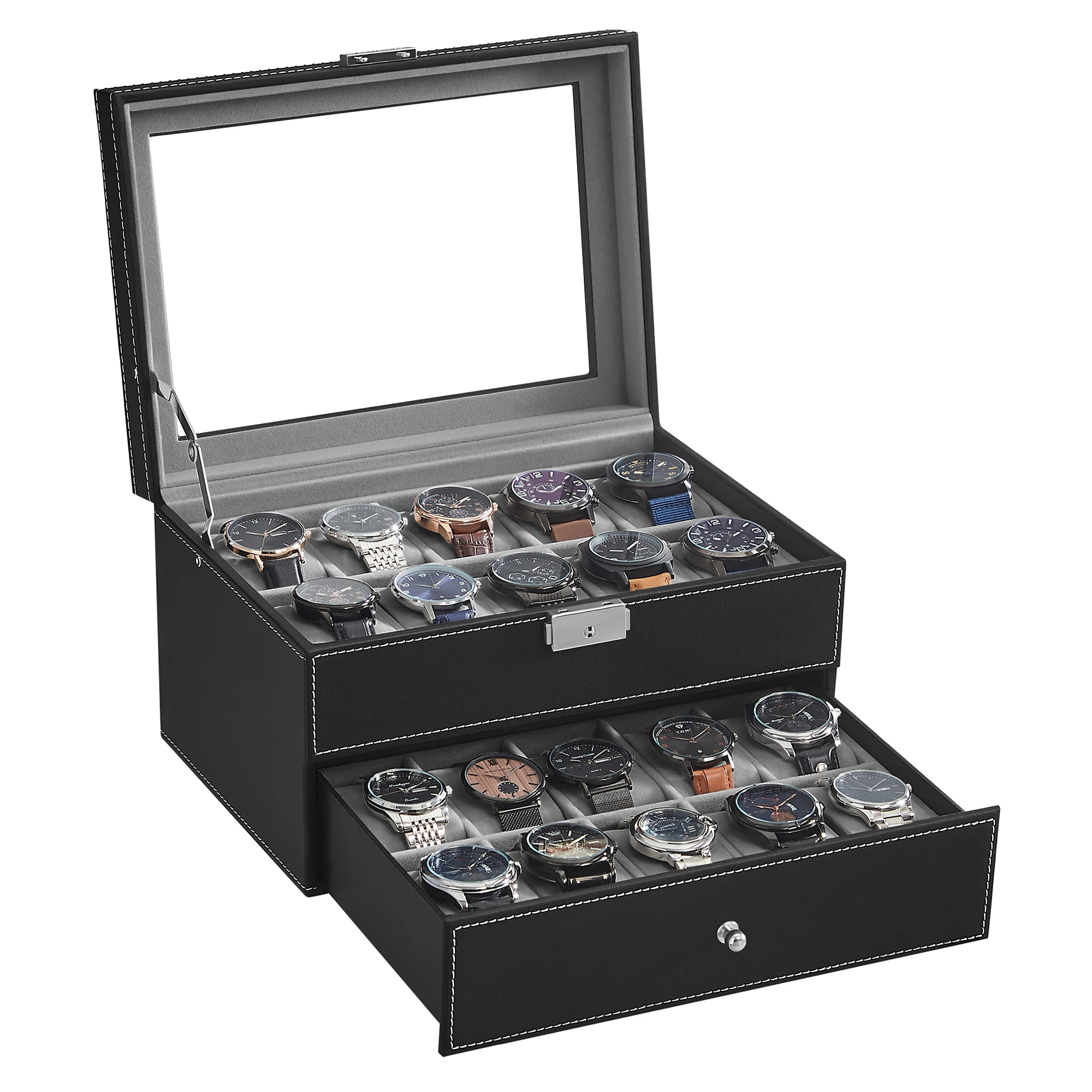 Secure watch storage case with lock for valuable timepieces