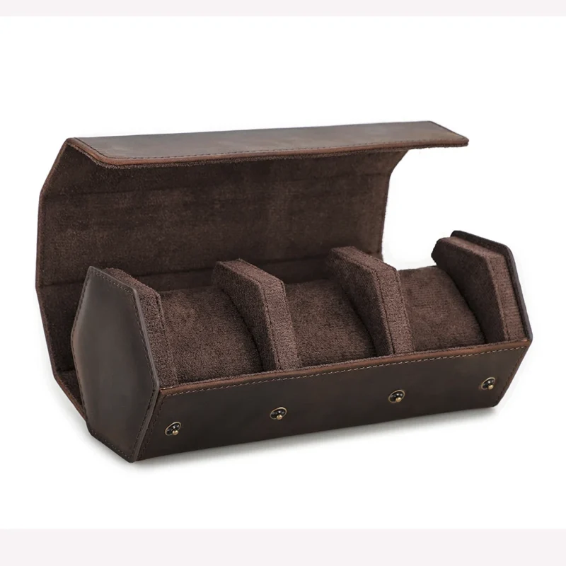 Vintage Leather Watch Storage Roll Case with 1-8 Slot Options for Travelers - Image 11