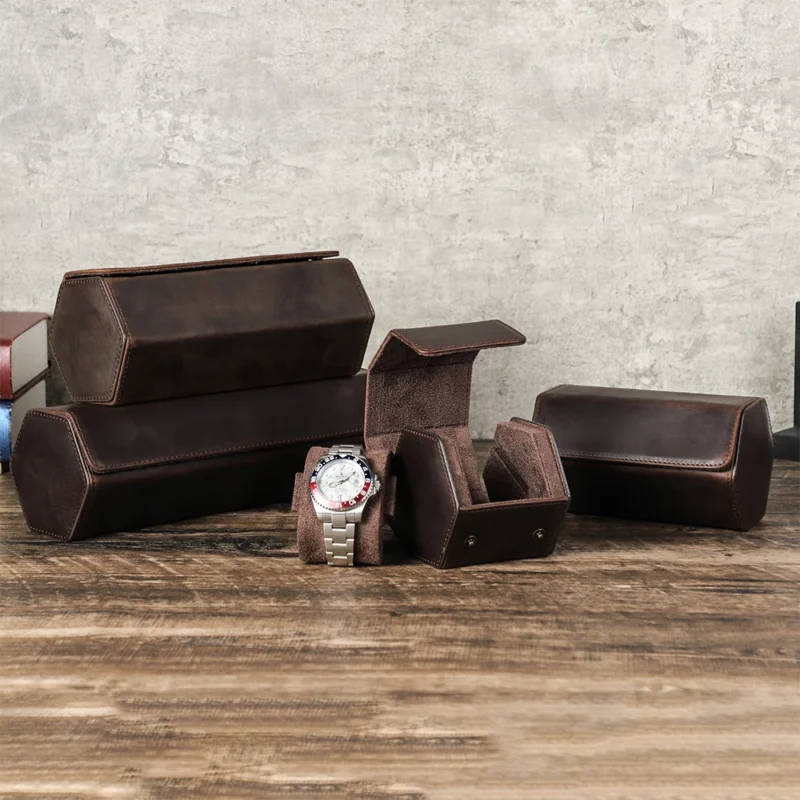 Vintage Leather Watch Storage Roll Case with 1-8 Slot Options for Travelers - Image 6
