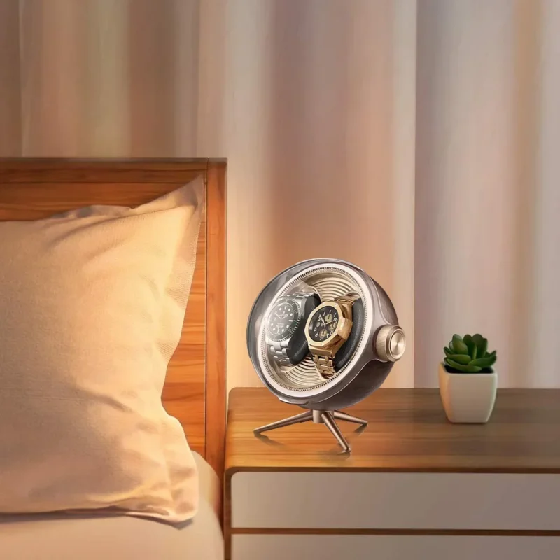 4-Slot Acrylic Automatic Watch Winder with Zero Magnetism and LED Lighting for Luxury Timepieces - Image 4