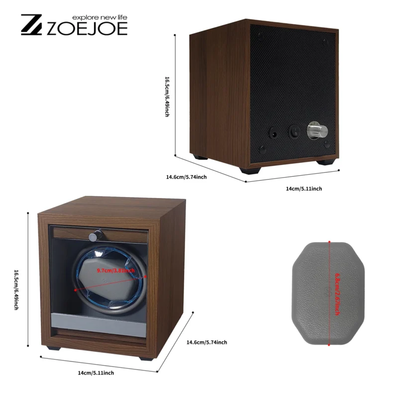 Luxury Single Watch Winder with LED Ambient Light and Transparent Display Lid - Image 2