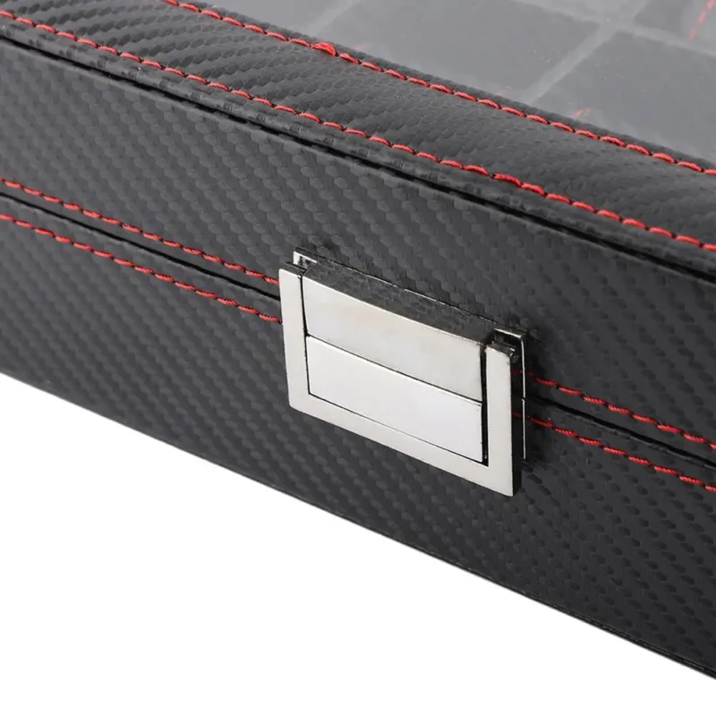 Premium 10-Slot Carbon Fiber Watch Box Storage Display Case with Travel Organizer - Image 4