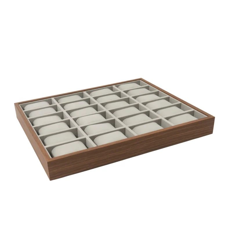 24-Slot Premium Wooden Watch Display Case with Soft Flannel Interior for Collectors - Image 5