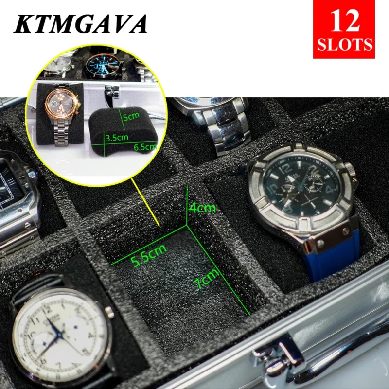 18-Slot Aluminum Watch Storage Display Case with Elegant Black Finish for Collectors - Image 5