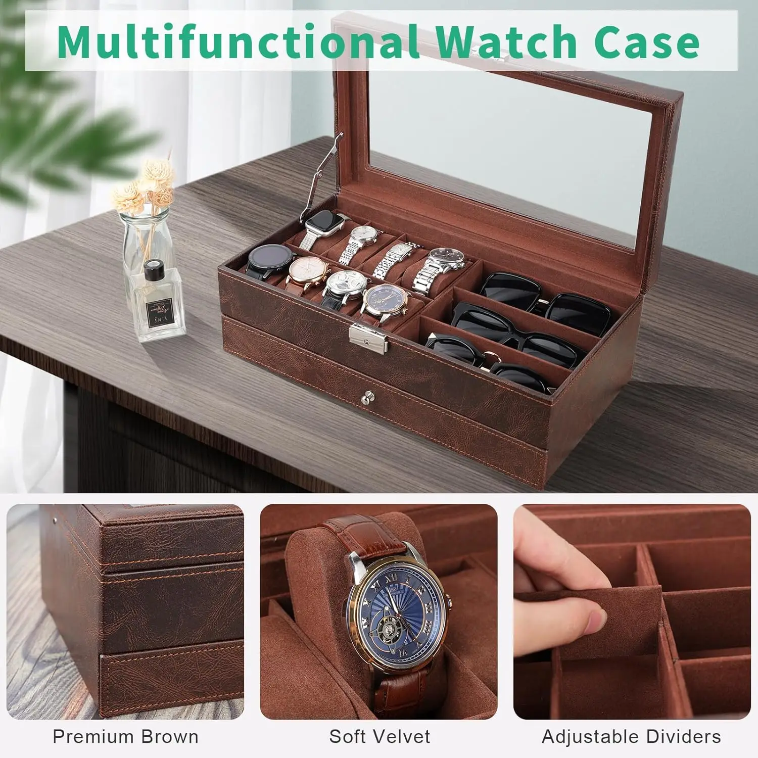 Premium wooden watch winder display case with warranty protection