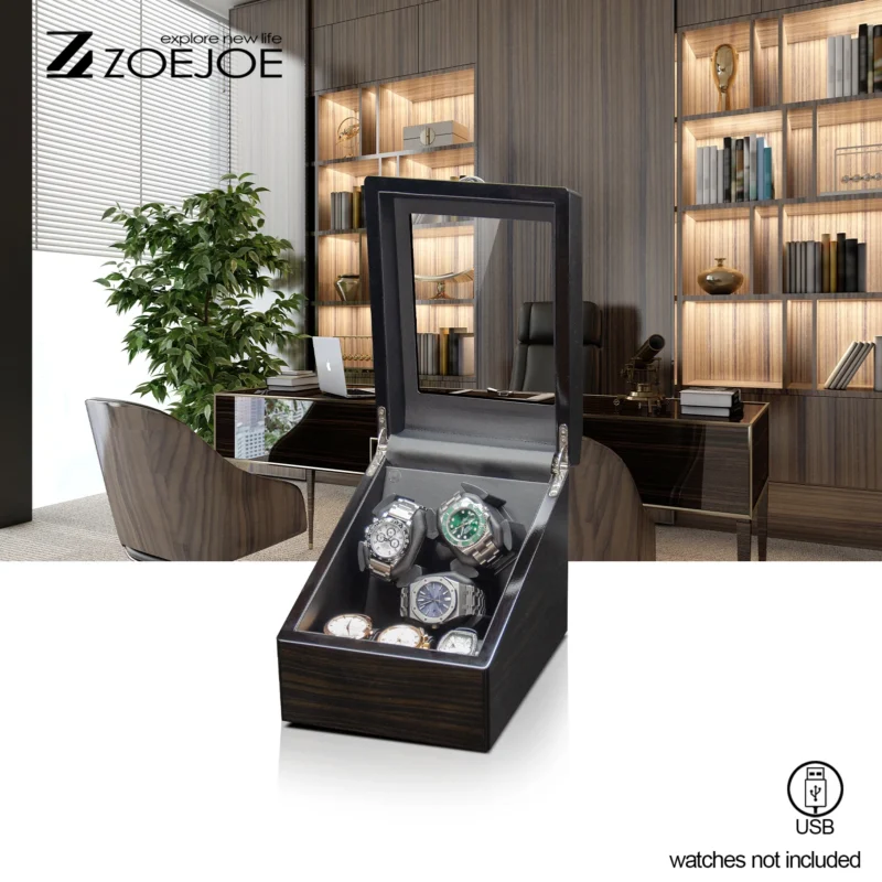 Single-Slot Automatic Watch Winder with LED Lighting and USB Power for Luxury Timepieces - Image 6