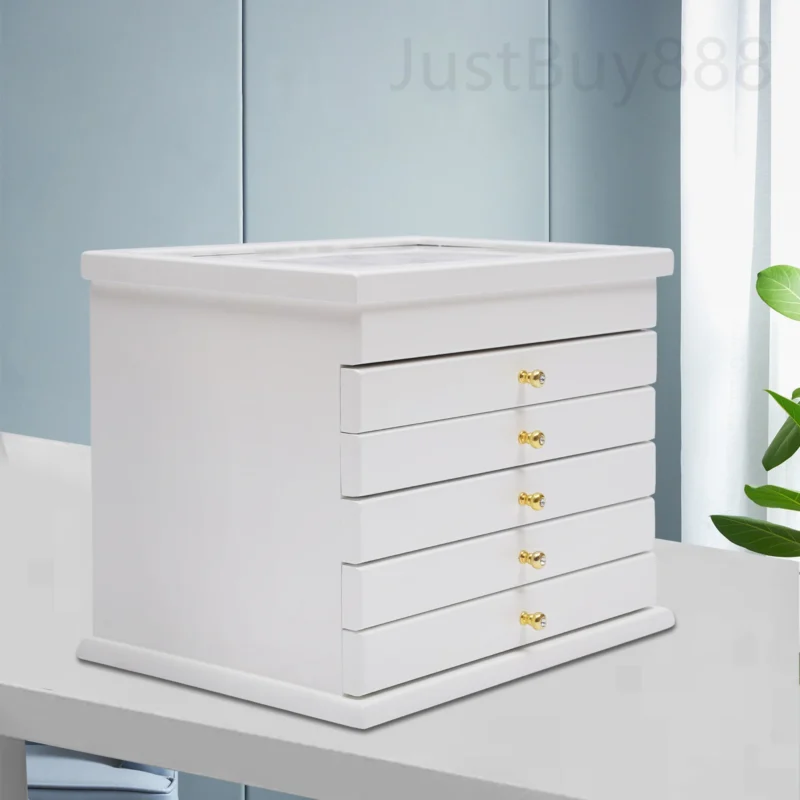 6-Layer Wooden Jewelry Box with Velvet Interior for Watches and Accessories - Image 3