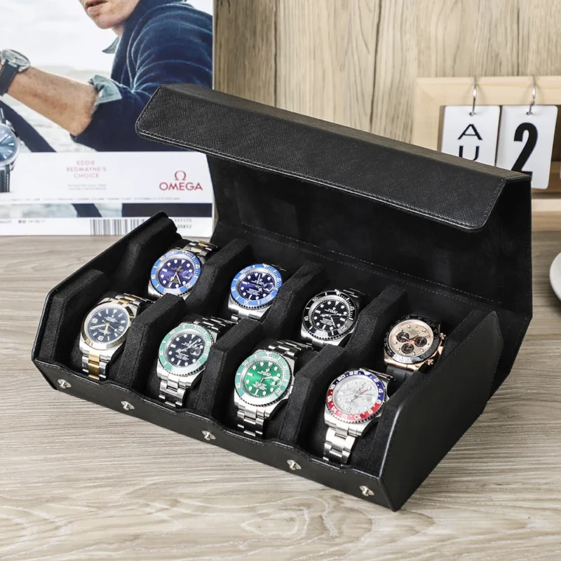 6-Slot Genuine Leather Watch Storage Box with Travel Protection for Luxury Timepieces - Image 9