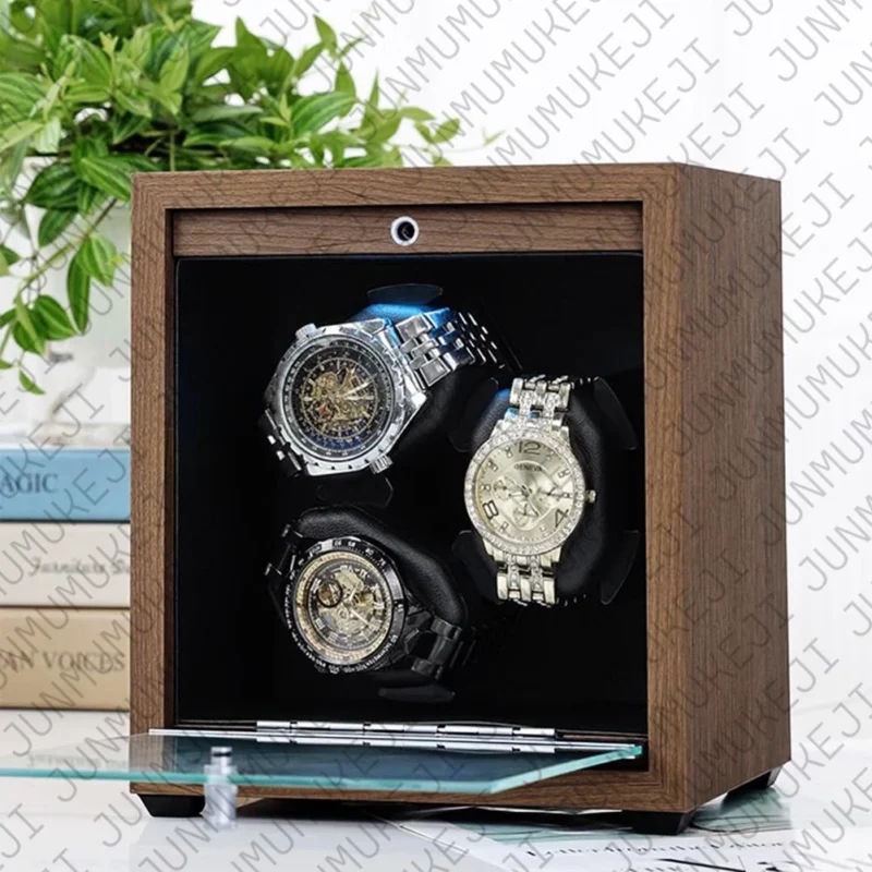 6-Slot Wooden Automatic Watch Winder Storage Box with USB Power for Luxury Timepieces - Image 7
