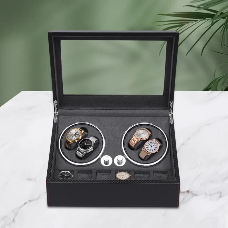 4-Slot Luxury Automatic Watch Winder with Silent Motor and Display Case - Image 2