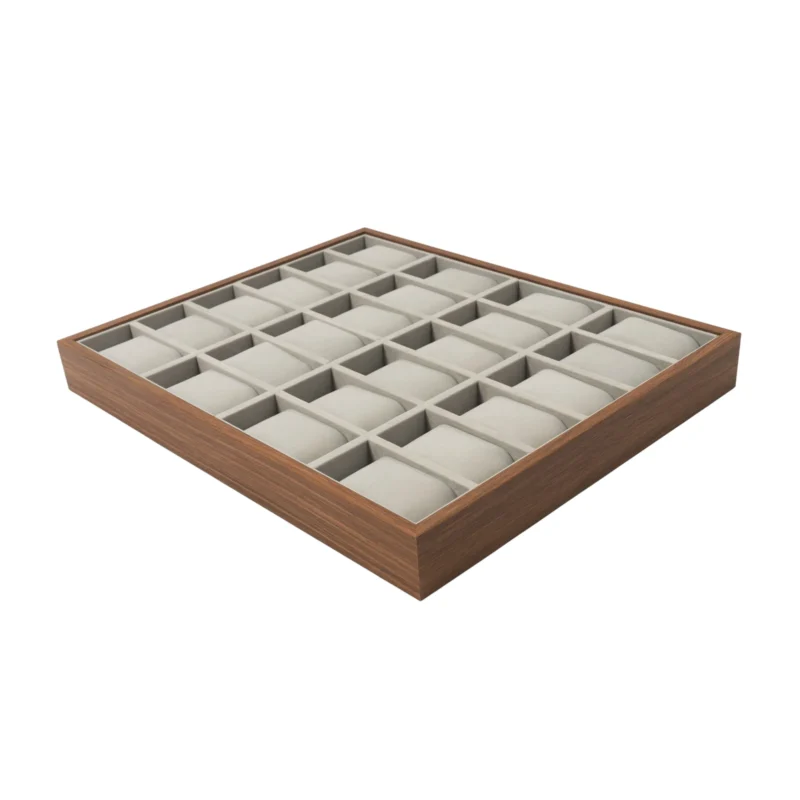 24-Slot Premium Wooden Watch Display Case with Soft Flannel Interior for Collectors - Image 4