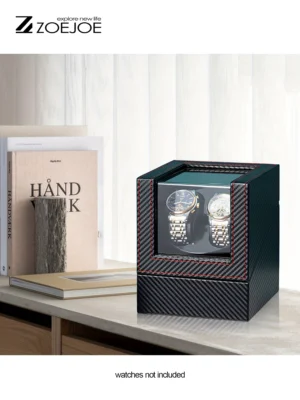 Dual-Slot Automatic Watch Winder Box with PU Leather Finish for Luxury Timepieces