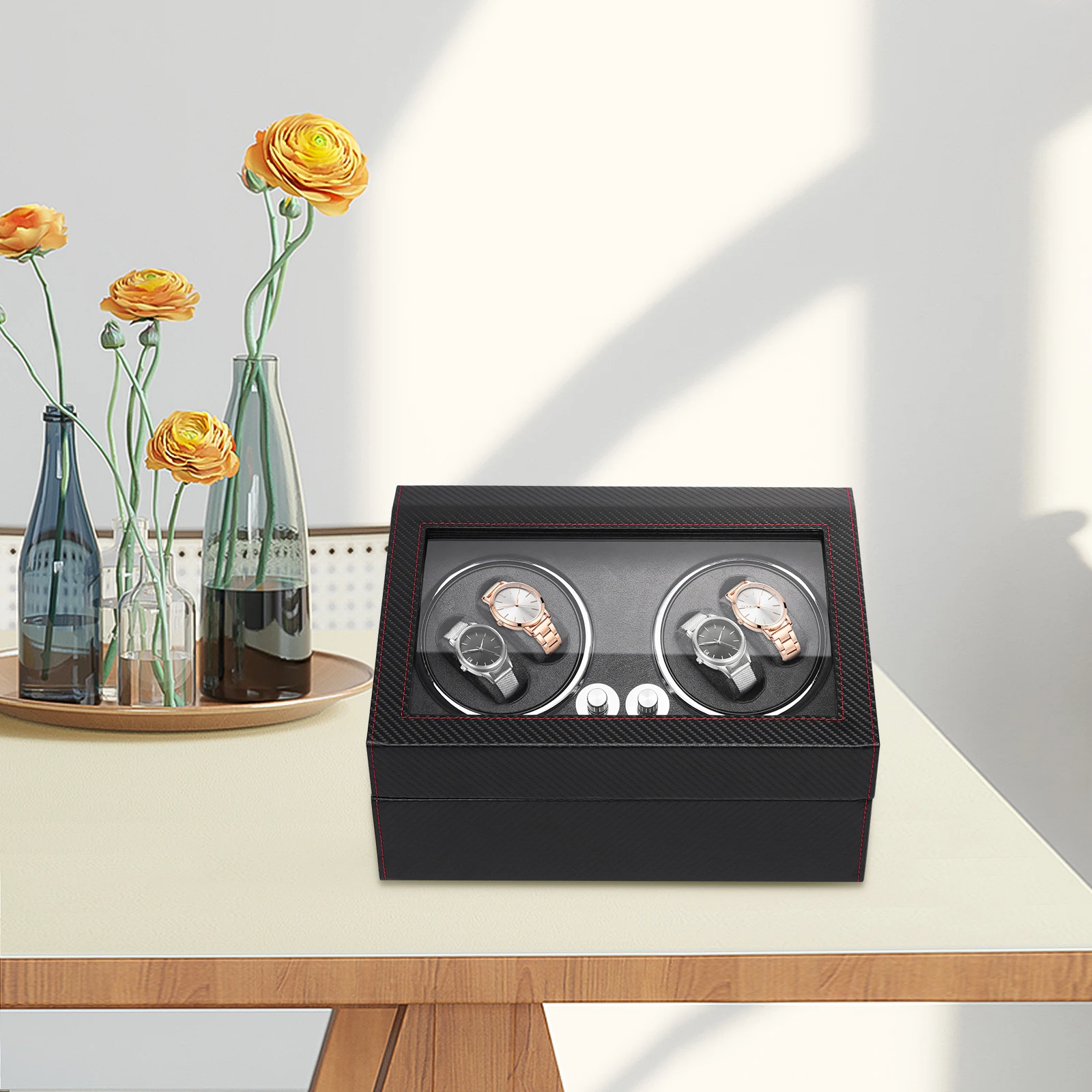 Multi-slot automatic watch winder showcasing high-quality motor systems
