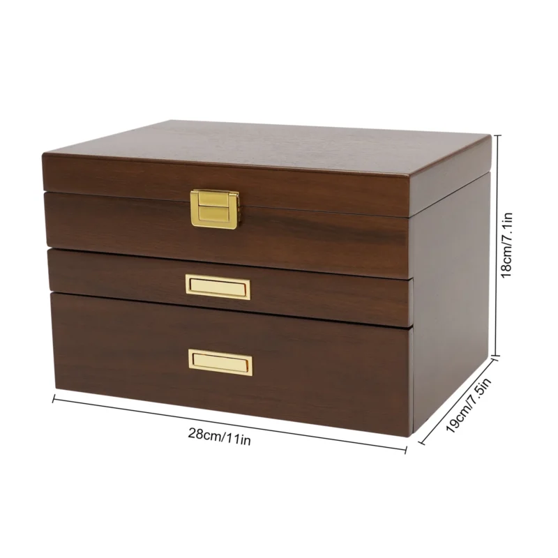 12-Slot Wooden Watch Display Storage Case with Protective Glass Top - Image 8