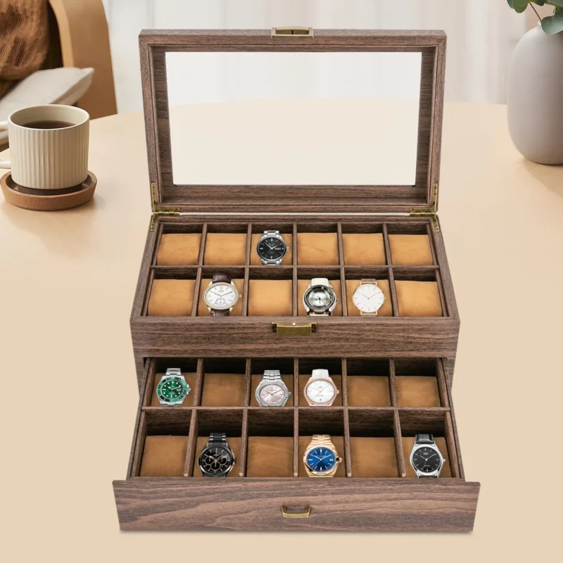 Two-Layer 24-Slot Watch Display Case with Visualization Window for Collectors - Image 5