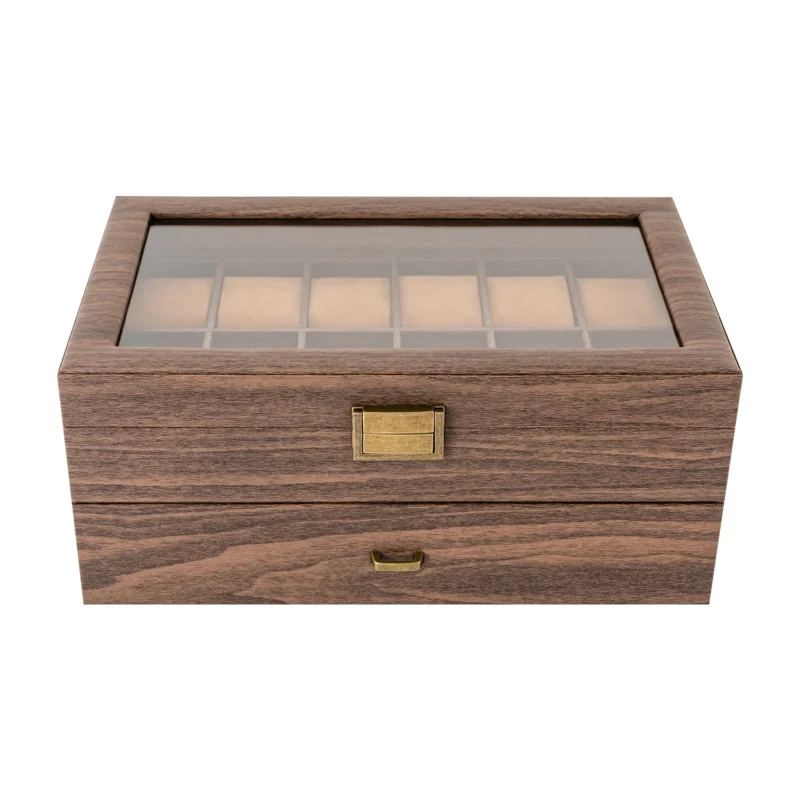 24-Slot Luxury PU Leather Watch Display Case with Glass Lid for Collectors - Image 4