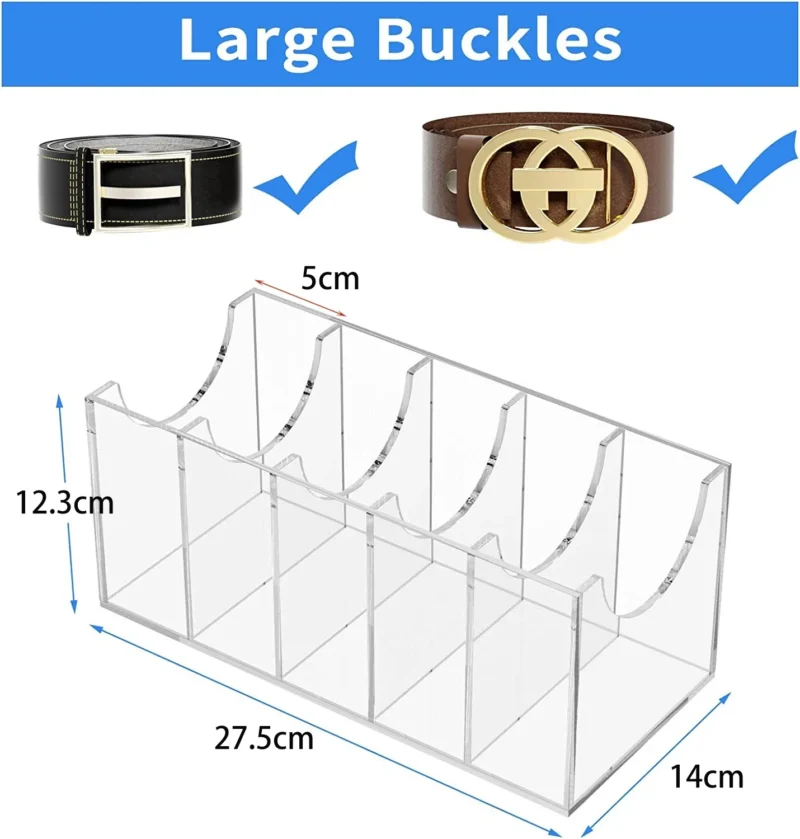 5-8 Grid Clear Acrylic Display Organizer for Belts, Watches, and Accessories - Image 4