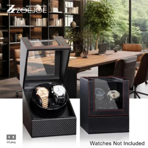 Dual Slot Automatic Watch Winder Box with Premium PU Leather Case for Luxury Timepieces