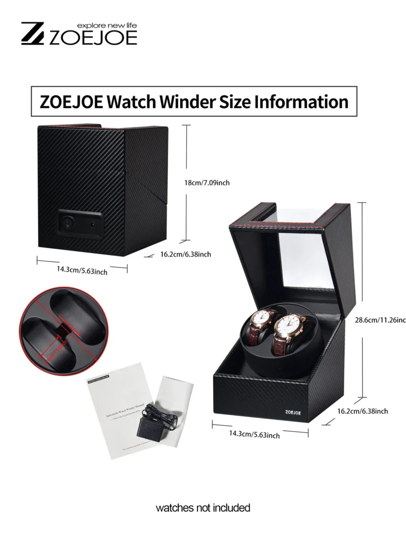 Dual-Slot Automatic Watch Winder Box with PU Leather Finish for Luxury Timepieces - Image 3