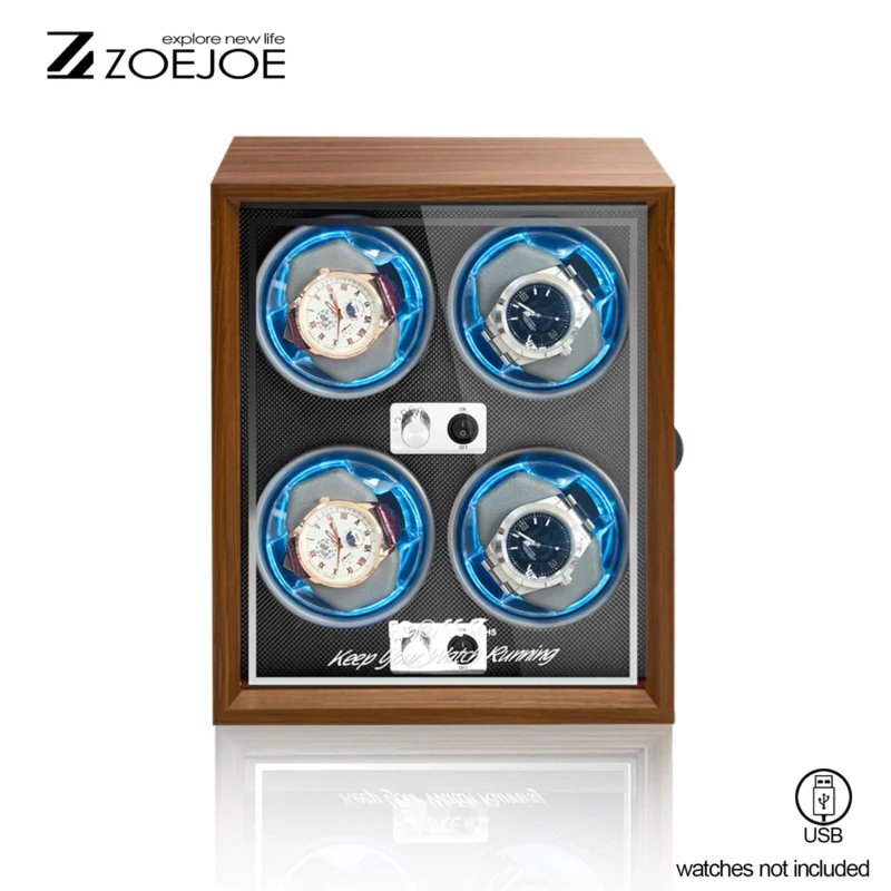 4-Slot Automatic Watch Winder Box with Silent Motor for Luxury Timepieces - Image 7