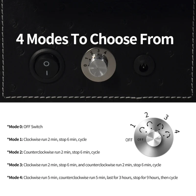 Single Watch Winder Box with PU Leather Finish for Automatic Timepieces with 4 Rotation Modes - Image 6