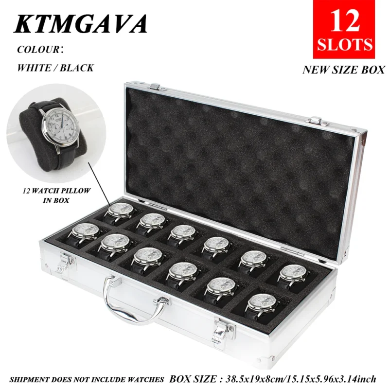 18-Slot Aluminum Watch Storage Display Case with Elegant Black Finish for Collectors - Image 3
