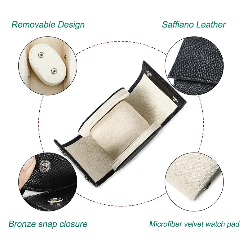 Luxury leather watch travel case with TSA lock and premium craftsmanship
