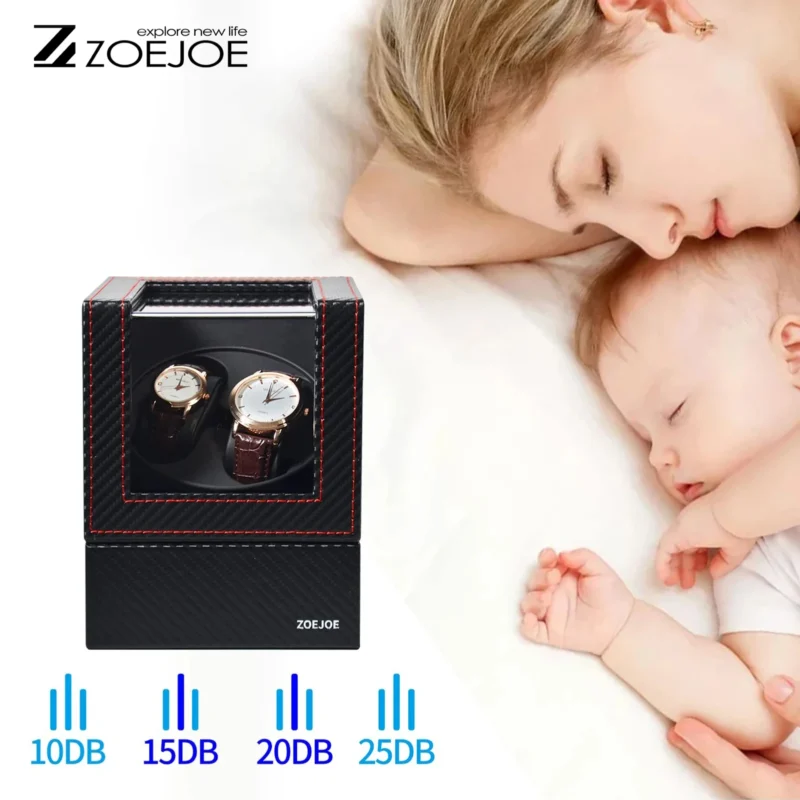 Dual Slot Automatic Watch Winder Box with Premium PU Leather Case for Luxury Timepieces - Image 3
