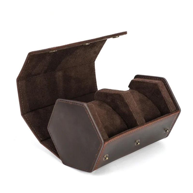 Vintage Leather Watch Storage Roll Case with 1-8 Slot Options for Travelers - Image 7