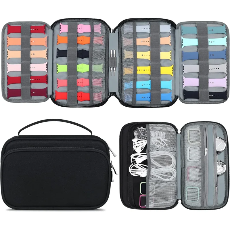 Premium Leather 36-Slot Watch Band Storage Case for Smart Watch Straps with Travel Organization - Image 4