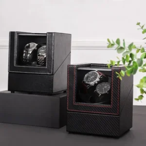 Dual Slot Automatic Watch Winder Box with USB Charging for Luxury Timepieces
