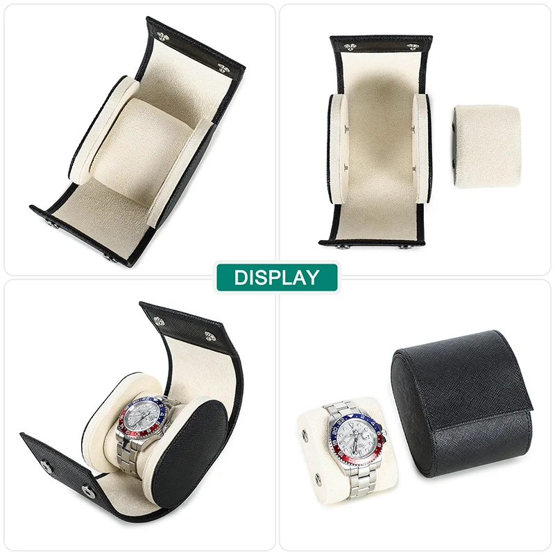 Premium leather watch travel case with protection for timepieces when away from winders