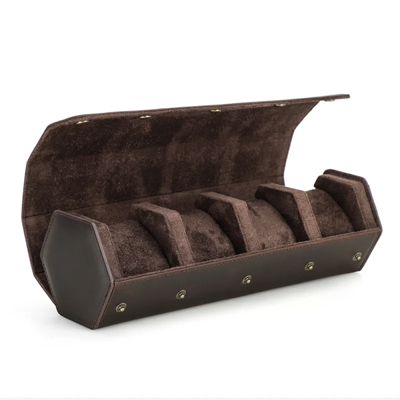 Vintage Leather Watch Storage Roll Case with 1-8 Slot Options for Travelers - Image 9