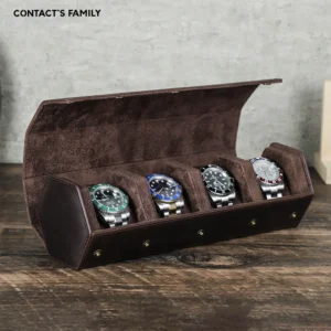 Vintage Leather Watch Storage Roll Case with 1-8 Slot Options for Travelers