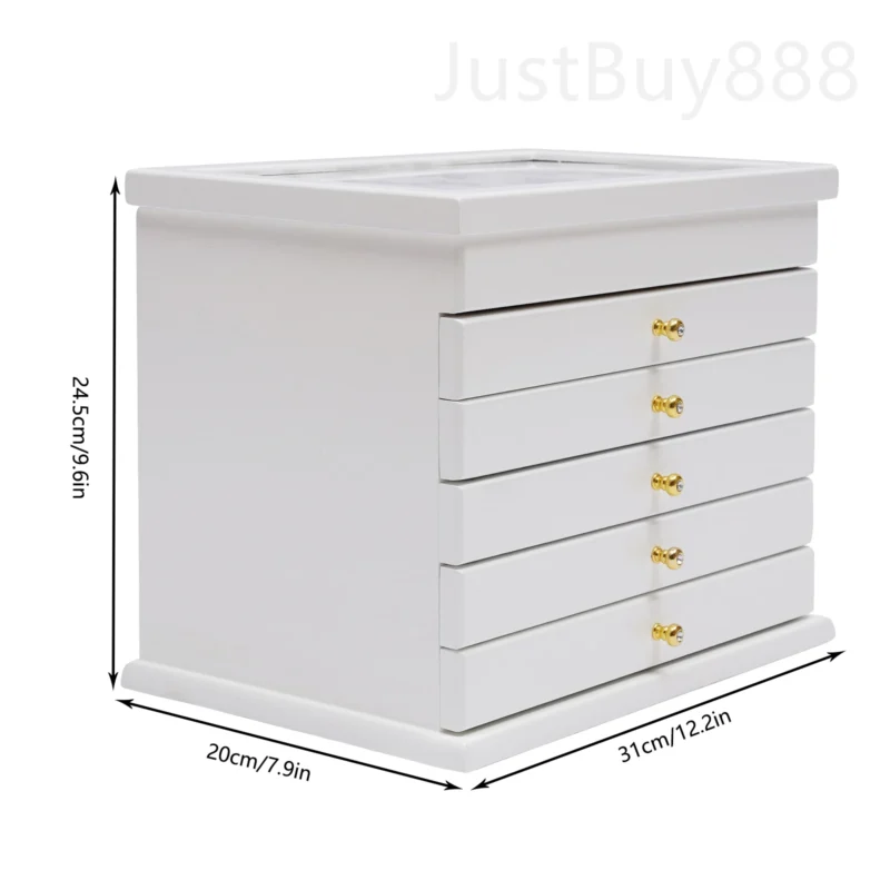 6-Layer Wooden Jewelry Box with Velvet Interior for Watches and Accessories - Image 6